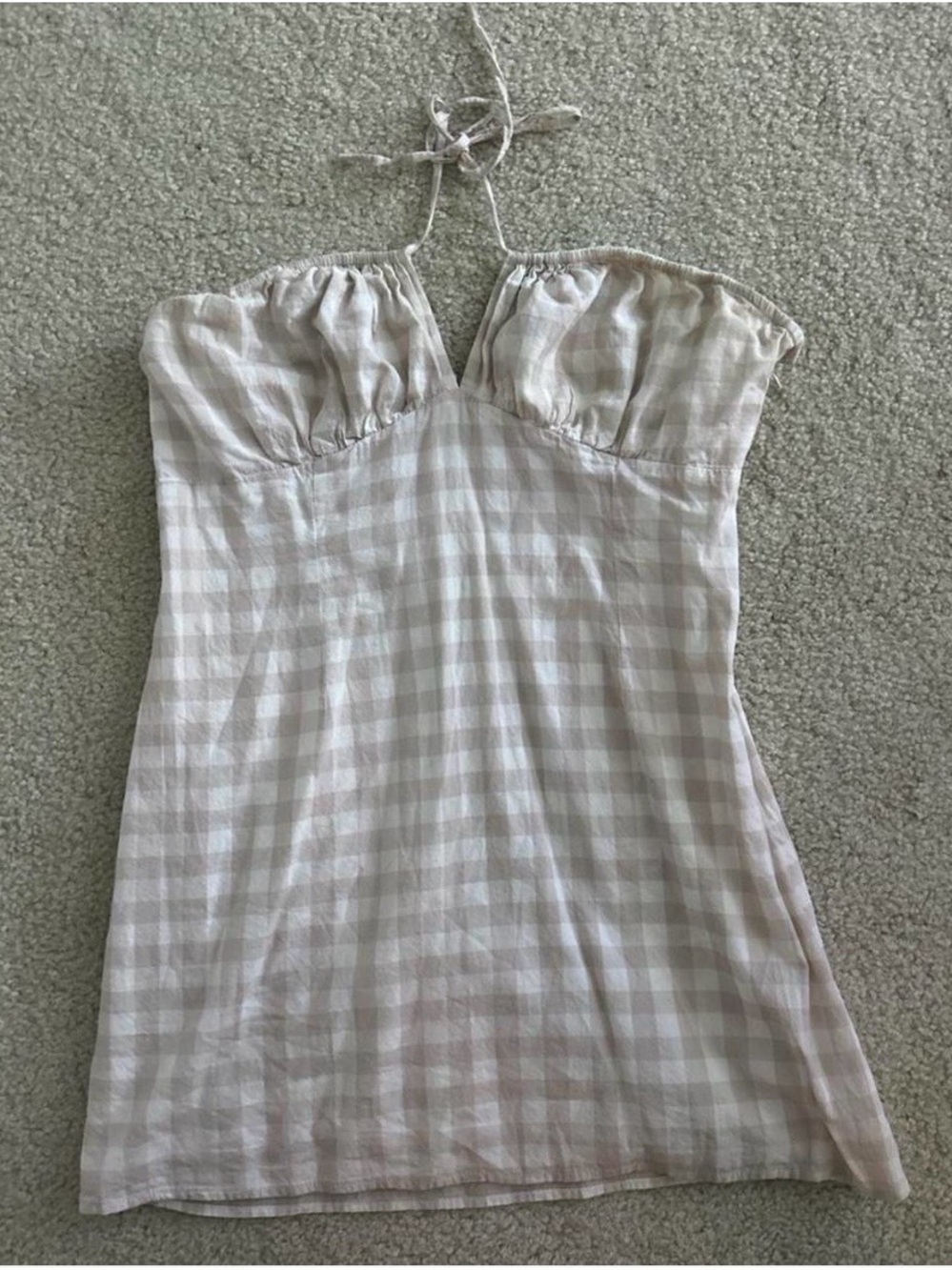Le Lis Beige Gingham Halter Chemise
